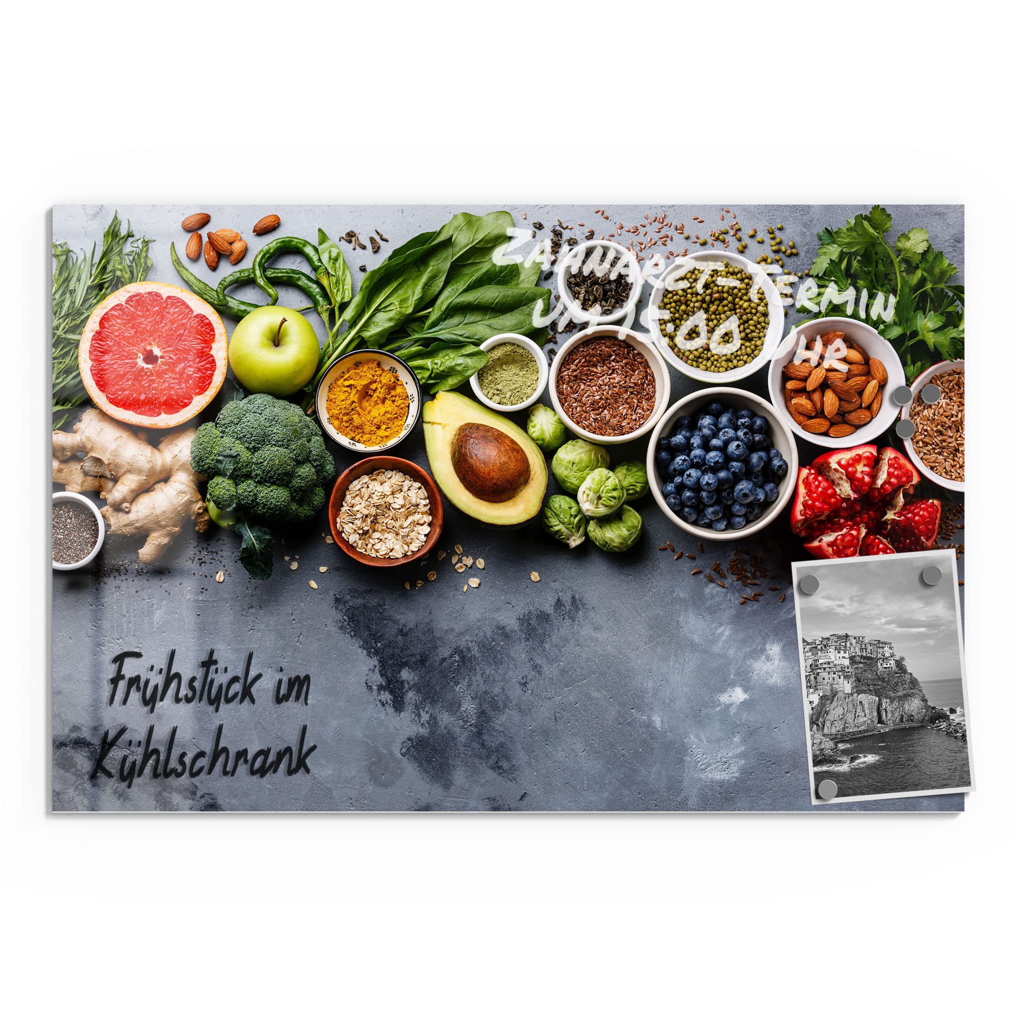 DEQORI Glas-Magnettafel 60x40 Cm – Motiv Digitalisierter Hirsch, Magnetisch & Beschreibbar