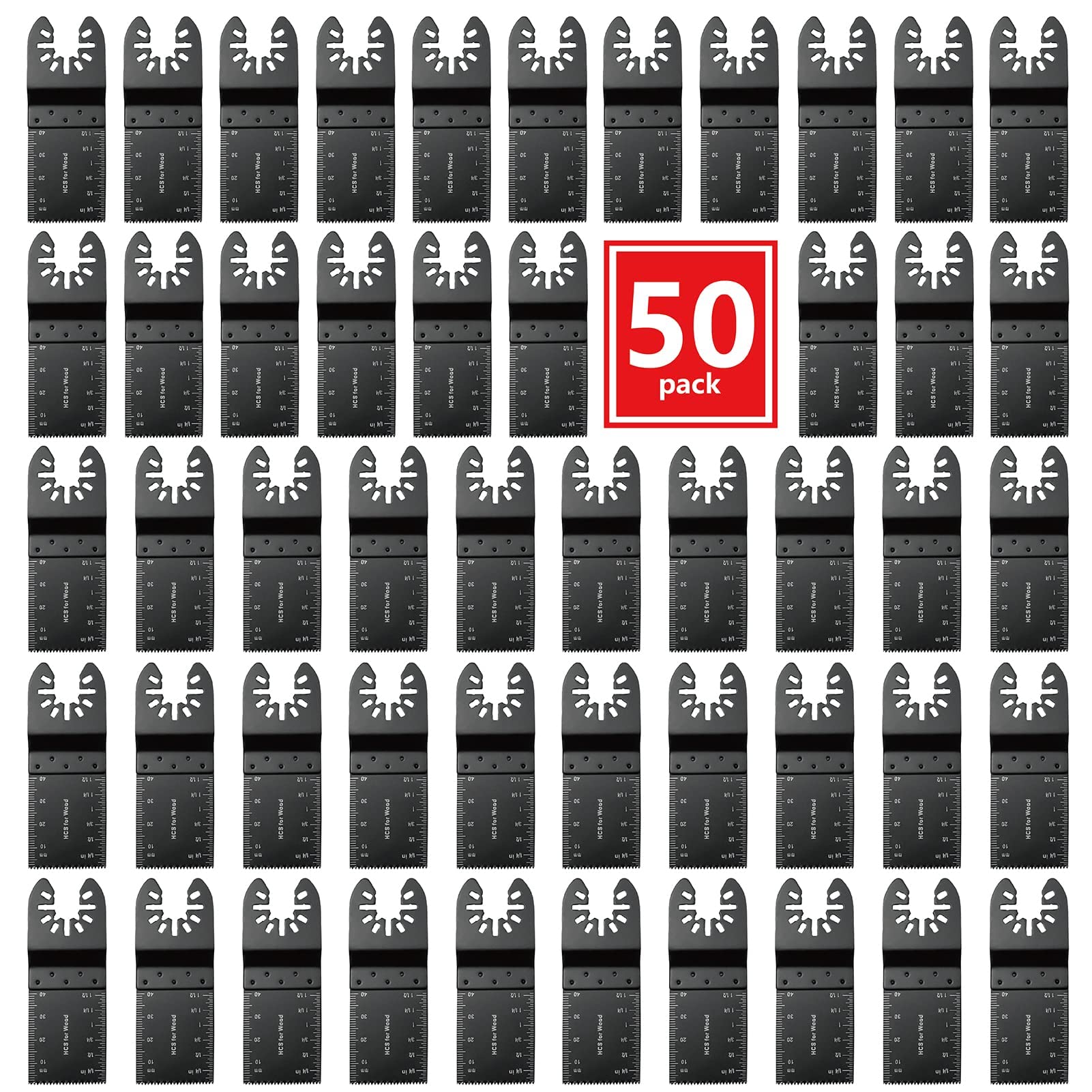 TrivdPro 50Pcs Oscillating Tool Blades Professional Universal Oscillating Saw Blades Wood Multitool Blades Compatible with Dewalt, Milwaukee, Makita, Ryobi, Rockwell, Bosch