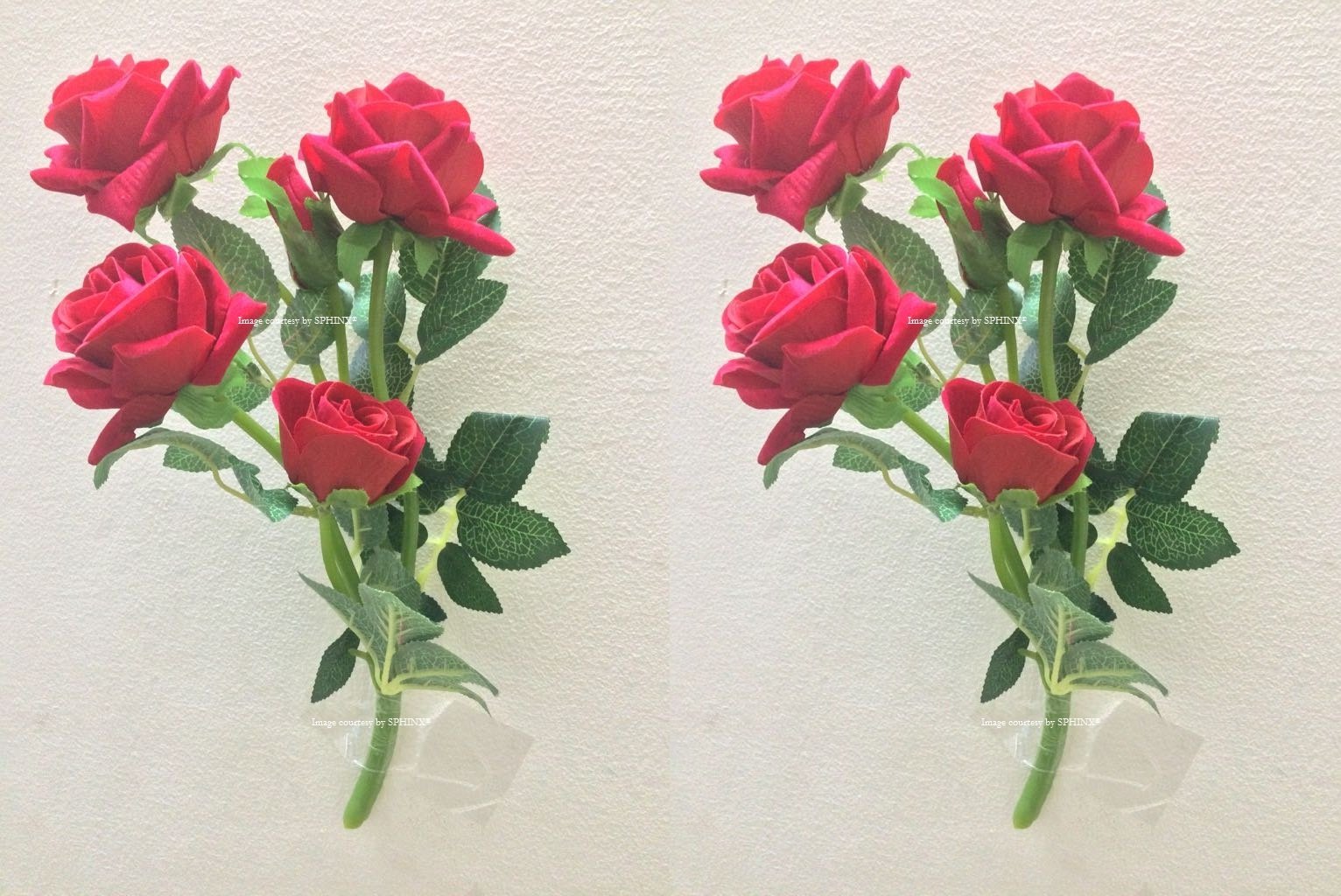 SPHINX® Artificial Roses Bunch for floral arrangements/decoration/Gifting - (2, Red)