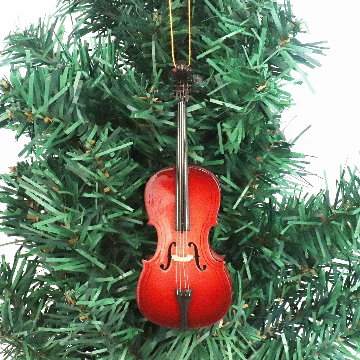 5.08" Wooden String Miniature Cello Hanging Ornament Mini Musical Instrument Replica Music Decorative Birthday Gifts Holiday Christmas Tree Home Decoration Display Ornament (5.08" Cello) - Image 2