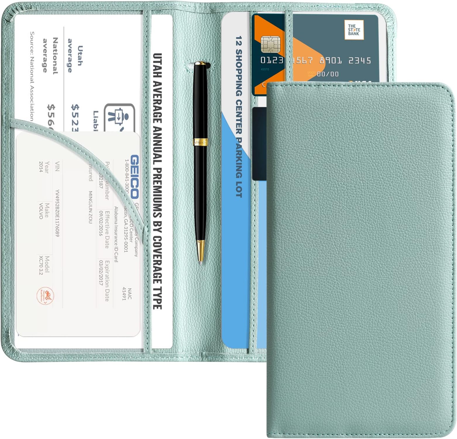 CoBak Car Registration and Insurance Holder - Vehicle Glove Box Car Organizer,Auto Truck Comparment Accessories Case with Magnetic Closure for Essential Document,Driver License,Cards