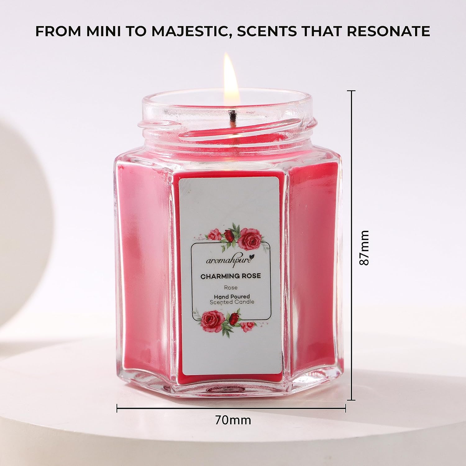 Scented Candle (48 hrs) (100% Soy Wax)- Handcrafted | Smoke-Free | Charming Rose- Bulgarian Rose Fragrance Candles for Home & Gift Sets