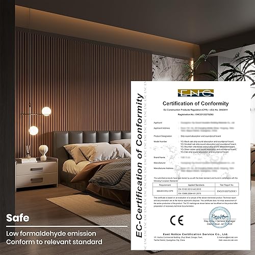 Miniatura 5 de ROOMTEC Paneles de pared de madera acústica, 94.49 x 12.6 pulgadas, paneles de pared insonorizados de listones de madera para decoración de pared