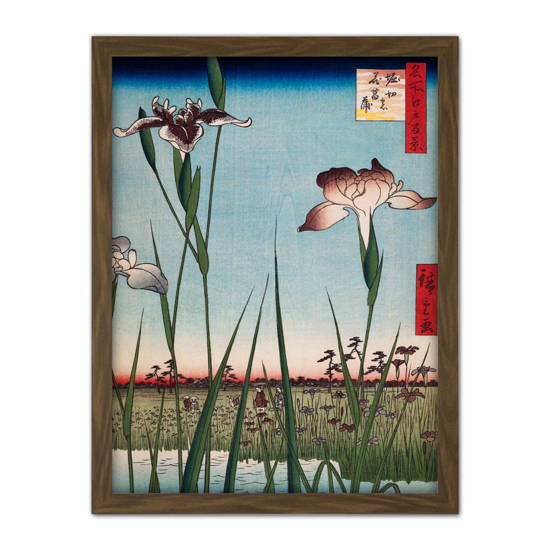 Artery8 Hiroshige Irises In Horikiri Japanese Plants Artwork Framed Wall Art Print 18X24 Inch