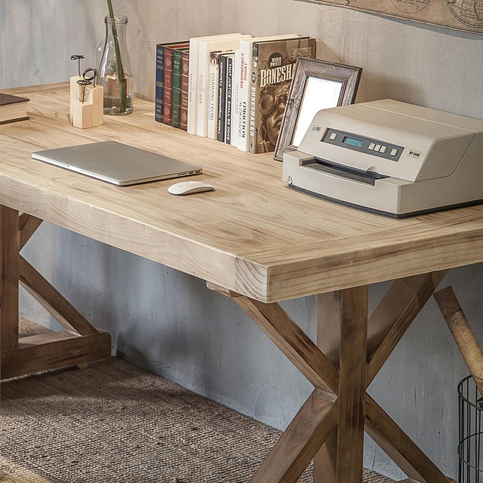 Biurko w domowym biurze, proste biurko w stylu retro, stolik do laptopa, stół roboczy, 1,0 m, 2, ręcznie wykonane, do domu, litego drewna, biurka, biurka