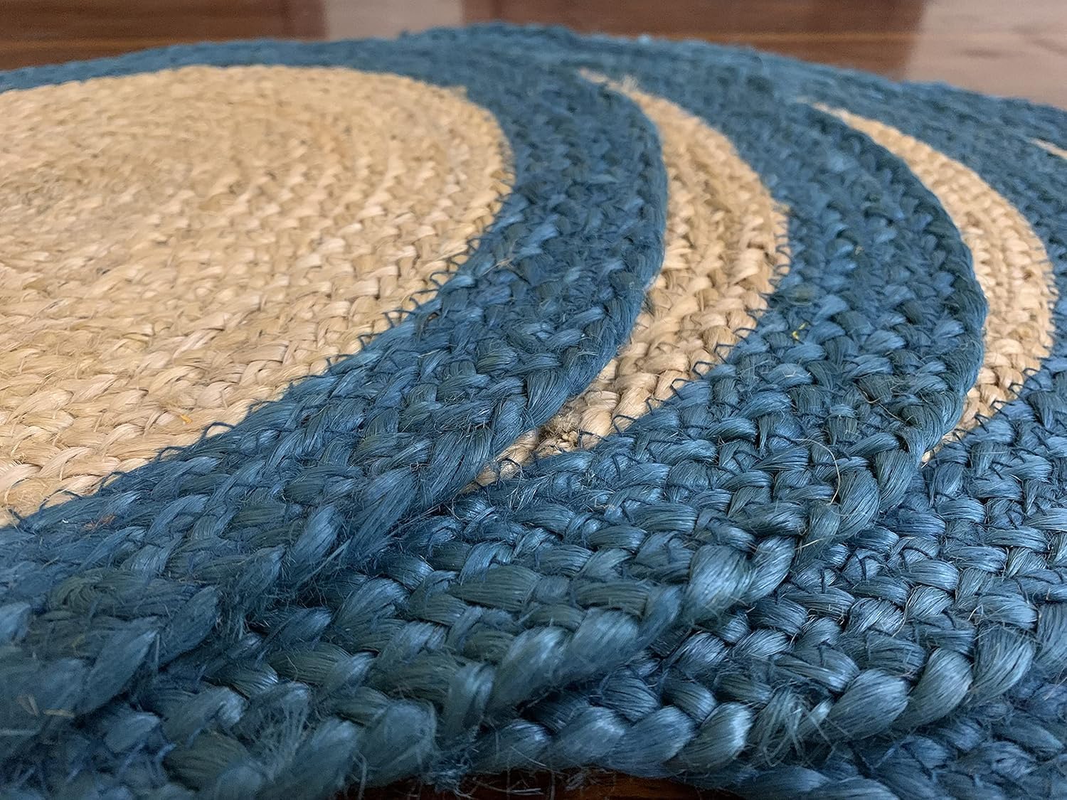 Round Woven Placemats - 100% Natural Jute Braided Placemats Set of 6 Reversible - Nonslip 13 inch Round Hand Woven Chargers for Dining Table Set of 6
