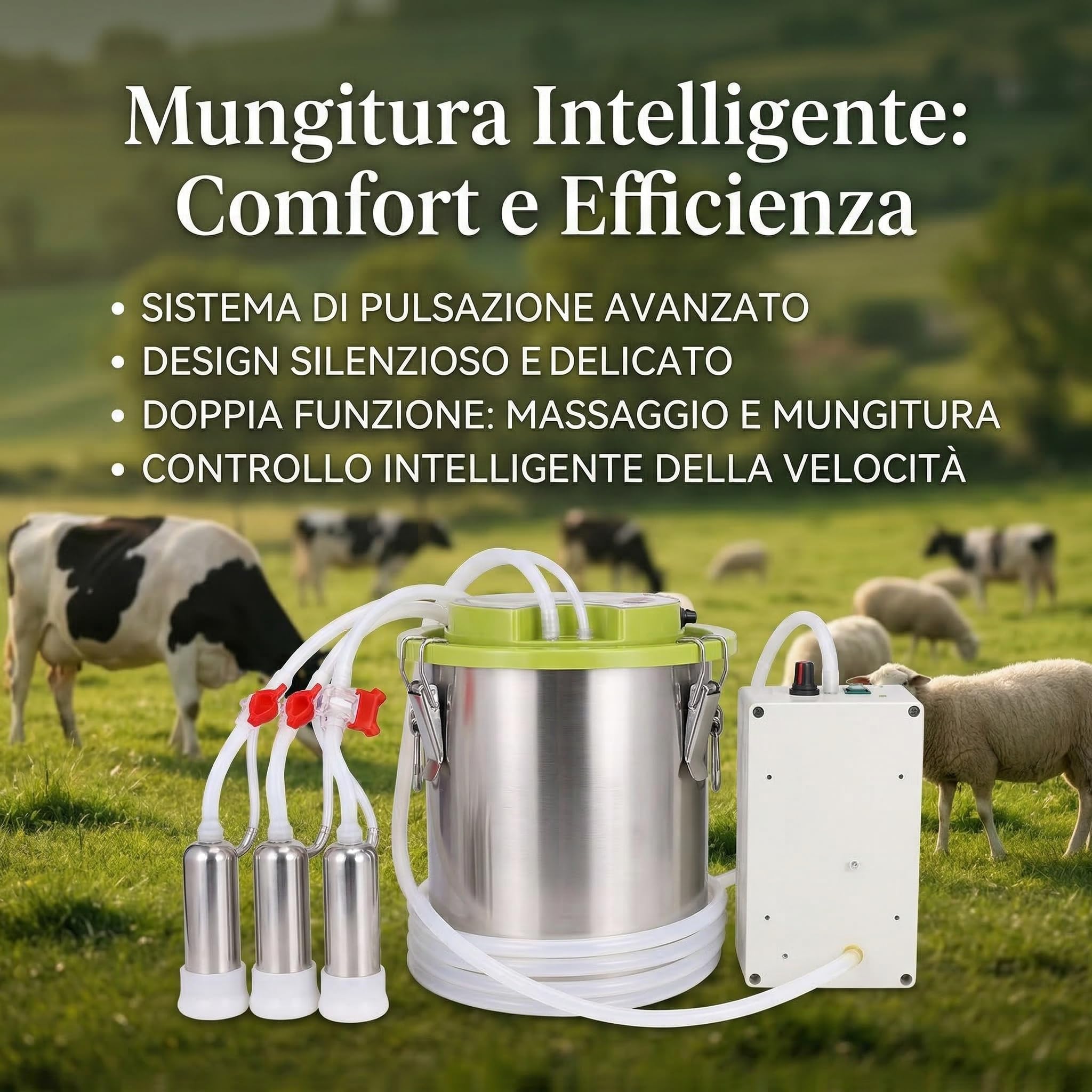 Mungitrice Elettrica Per Mucche E Pecore, Mungitura Manuale Simulata, Arresto Automatico Quando Il Latte È Pieno, Tubi In Silicone Per Alimenti(10L, per Capre)