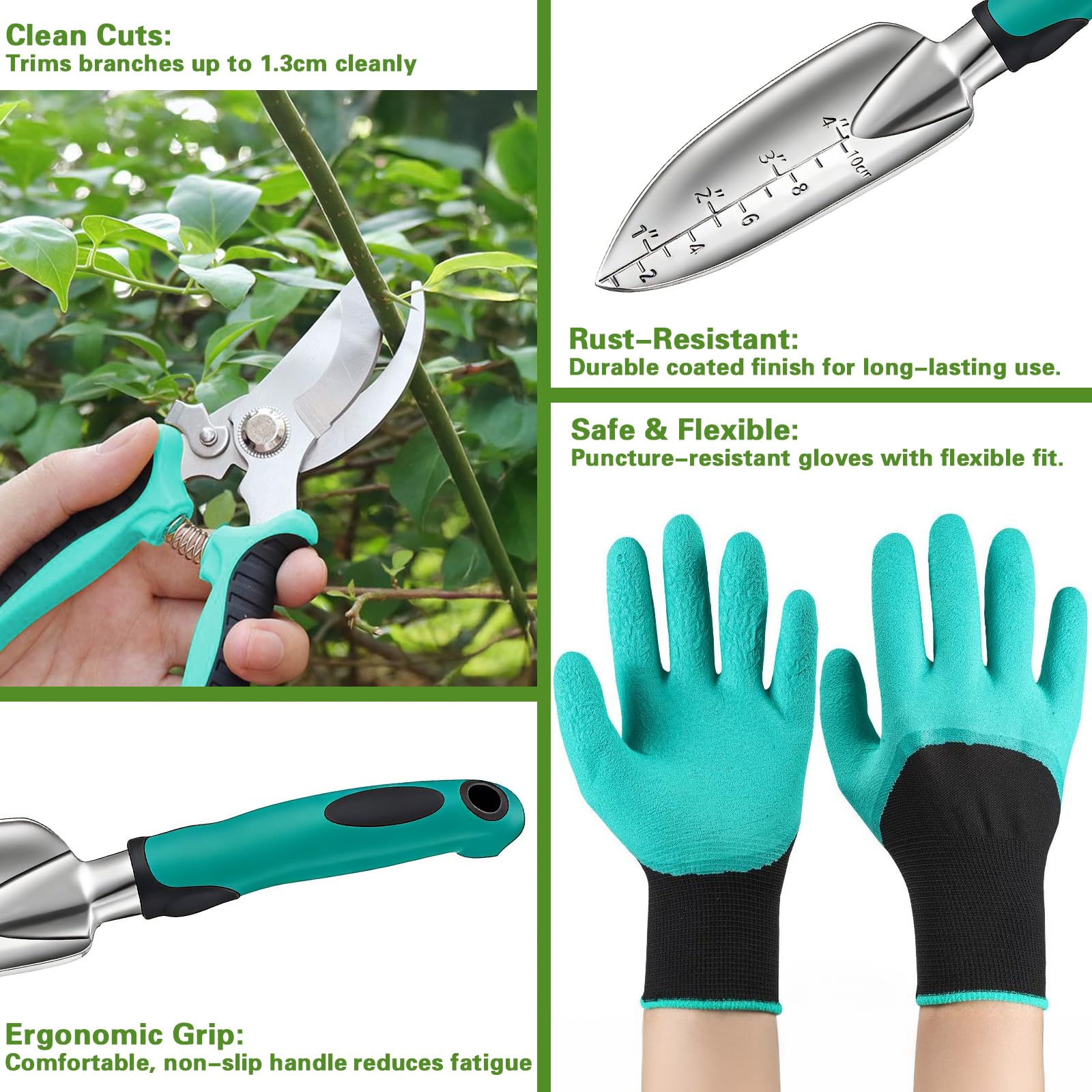 Set di Attrezzi da Giardinaggio,8 Pezzi Giardino in Acciaio Inossidabile,Attrezzi da Giardino Resistenti,Kit Giardinaggio Completo,Regali da Giardino Ideale per Donna Uomo