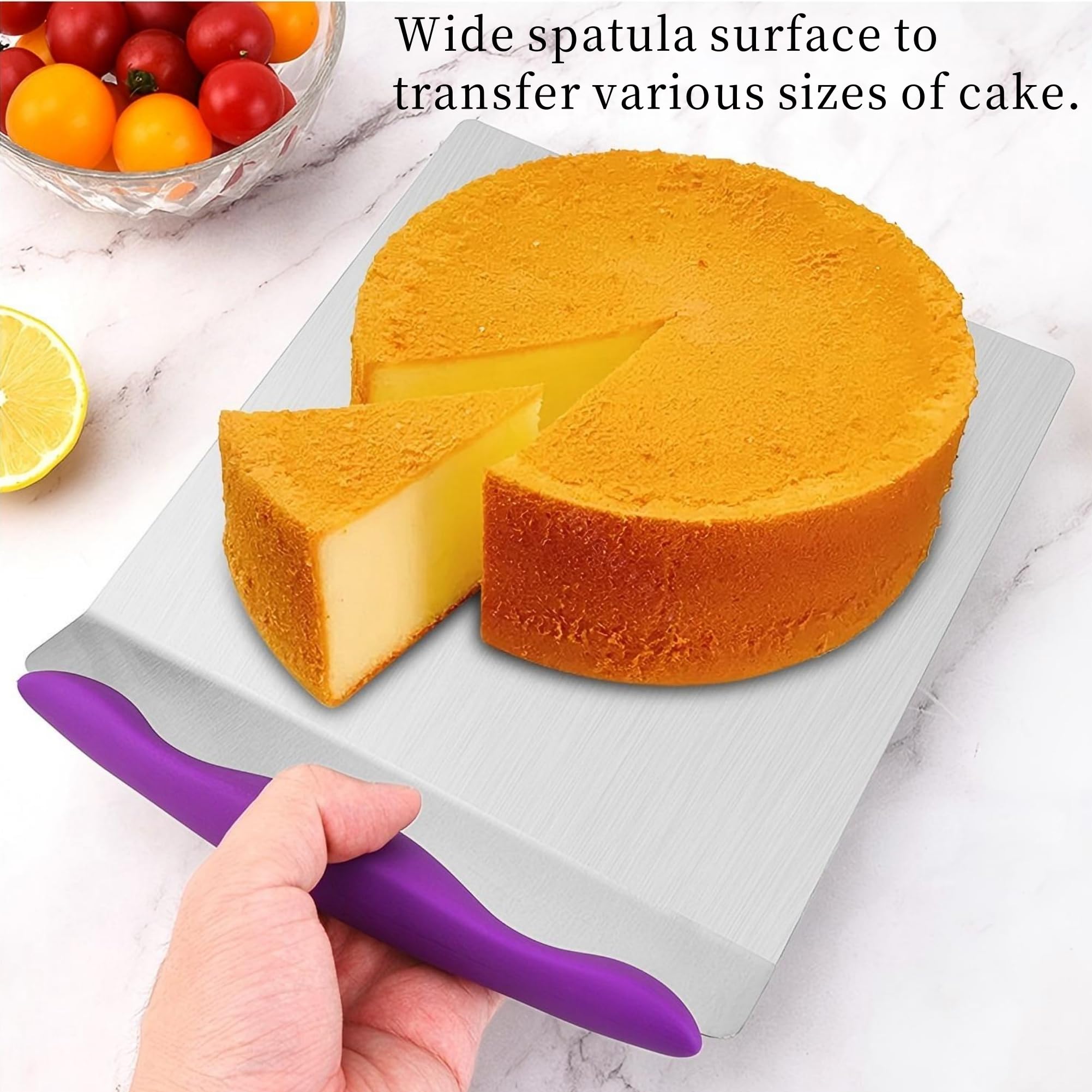 Levantador de pasteles de acero inoxidable y pala de transferencia de pizza, herramienta de hornear de 12 pulgadas para pastelería, espátula de galletas con mango antideslizante, esenciales para 4