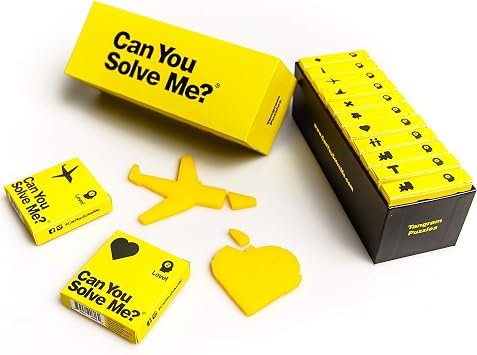 12 Puzzle Gift Set - Challenging Tangram, IQ Toy, Brainteaser, Mind Game for Children + Adults -Includes 12 Geometric Shapes & 3 Varying Difficulties Family Game Nights, Desktoy