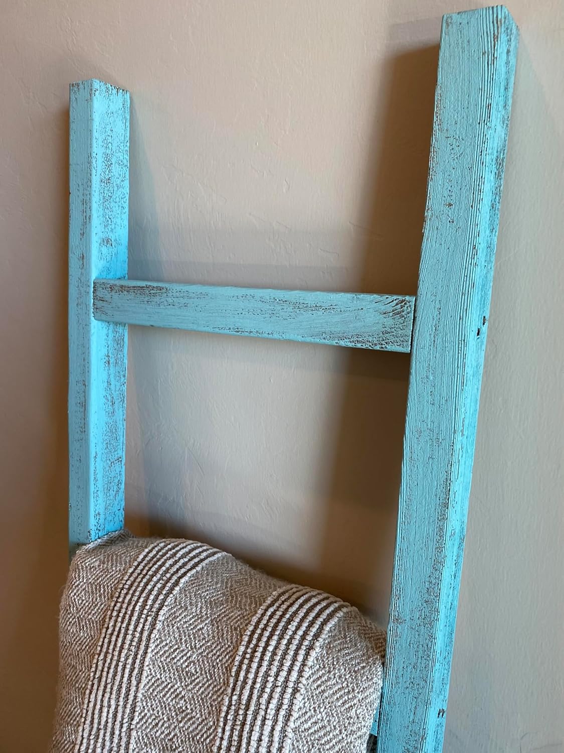 BARNWOODUSA Rustic Farmhouse Decorative Ladder - Our 47 inch Ladder can be Mounted Horizontally or Vertically and is Crafted from Reused Wood No Assembly Required Robins Egg Blue
