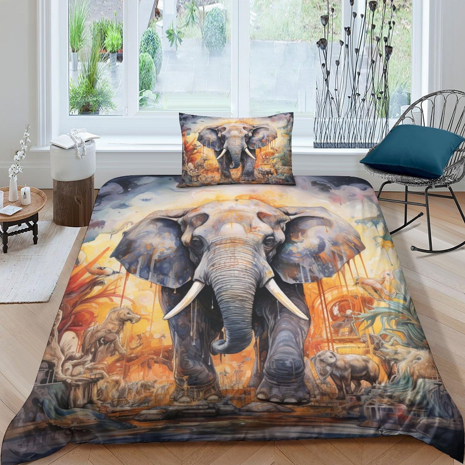 Tier-Bettwäsche-Set, 3D-Druck, Bettbezug-Set mit Kissenbezug, Bettwäsche, Tier-Bettbezug, Heimtextilien, Einzelbett (135 x 200 cm)