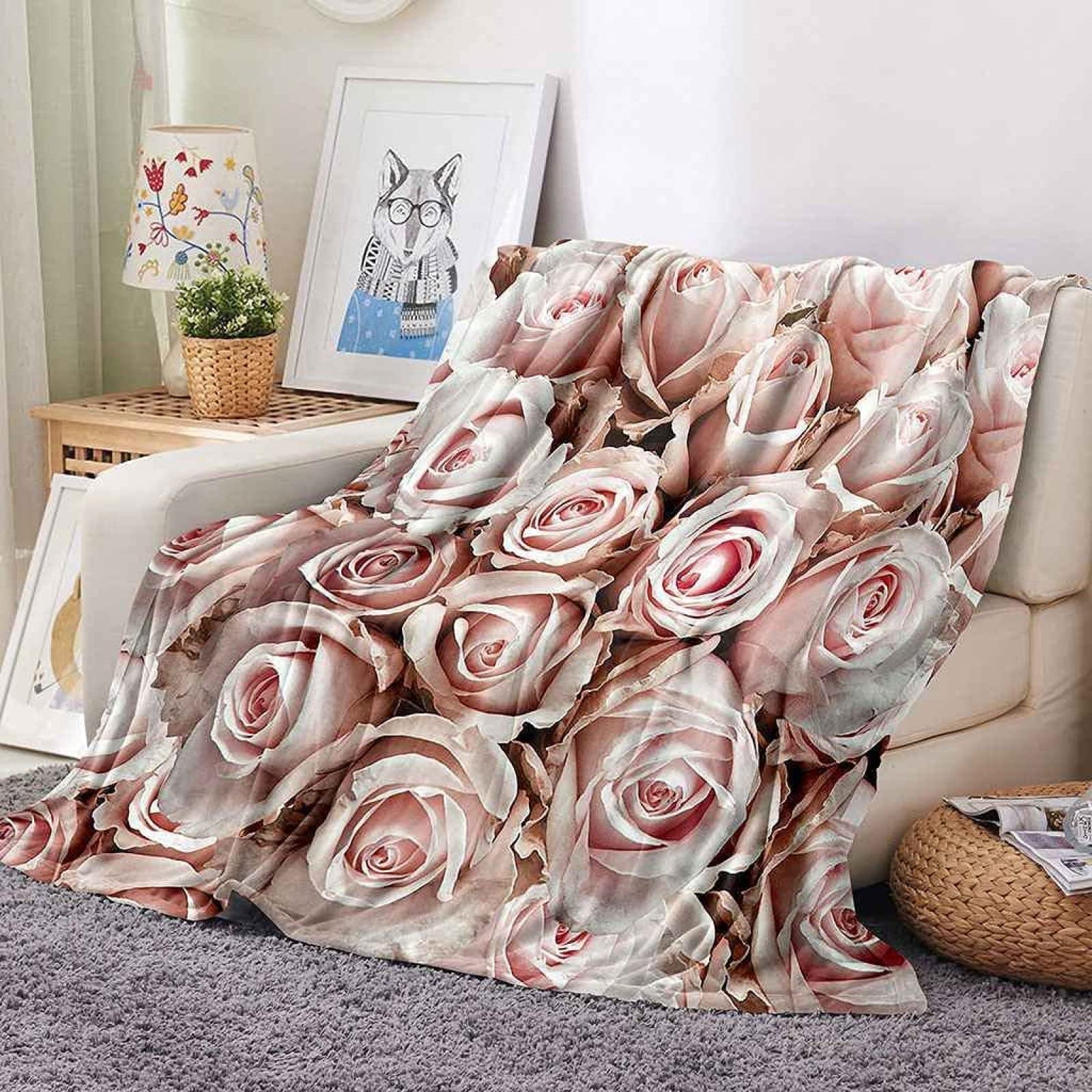 Coperta Floreale Vintage In Pile - 150x130cm Morbida E Decorativa - Foto 10