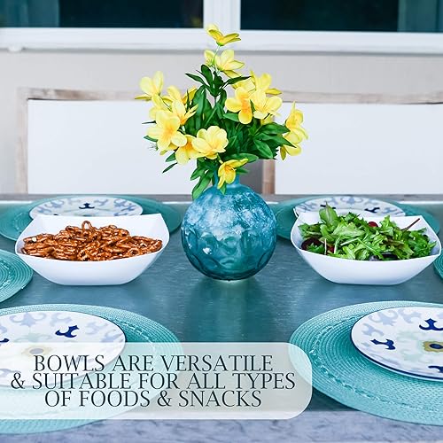 Miniatura 4 de PLASTICPRO Recipientes desechables cuadrados de 64 onzas para servir aperitivos o ensaladas, elegantes, de plástico blanco, paquete de 4