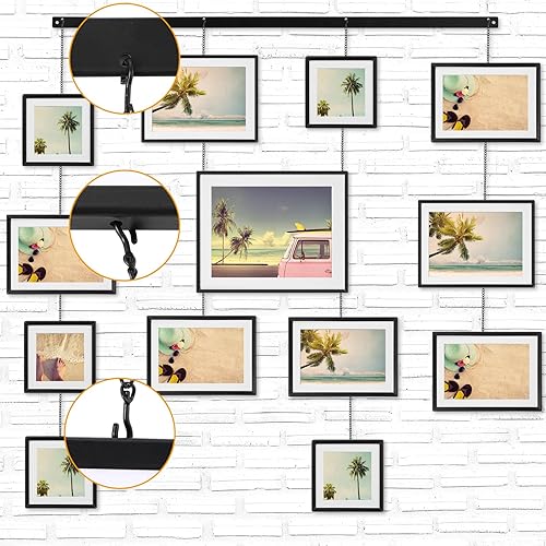 Miniatura 5 de Barydat Marcos de fotos colgantes para collage de decoración de pared, juego de galería, juego de galería de fotos familiares de acero inoxidable