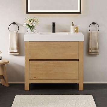 ALTAIR 36 Bathroom Vanity with Sink Modern Freestanding Single Vanities | Pre-Assembled, Sturdy Solid Wood, Modern Vanity, Ceramic Sink, Large Storage Cabinet, Soft Closing Doors, Dovetail Drawers