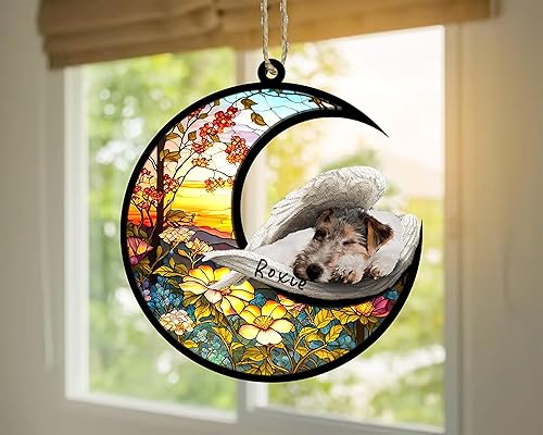 Miniatura 545 de Chow Chow Dog Memorial Suncatcher, adorno de Navidad Chow Chow con nombre, atrapador de pérdida de mascotas, regalos para los amantes de los perros