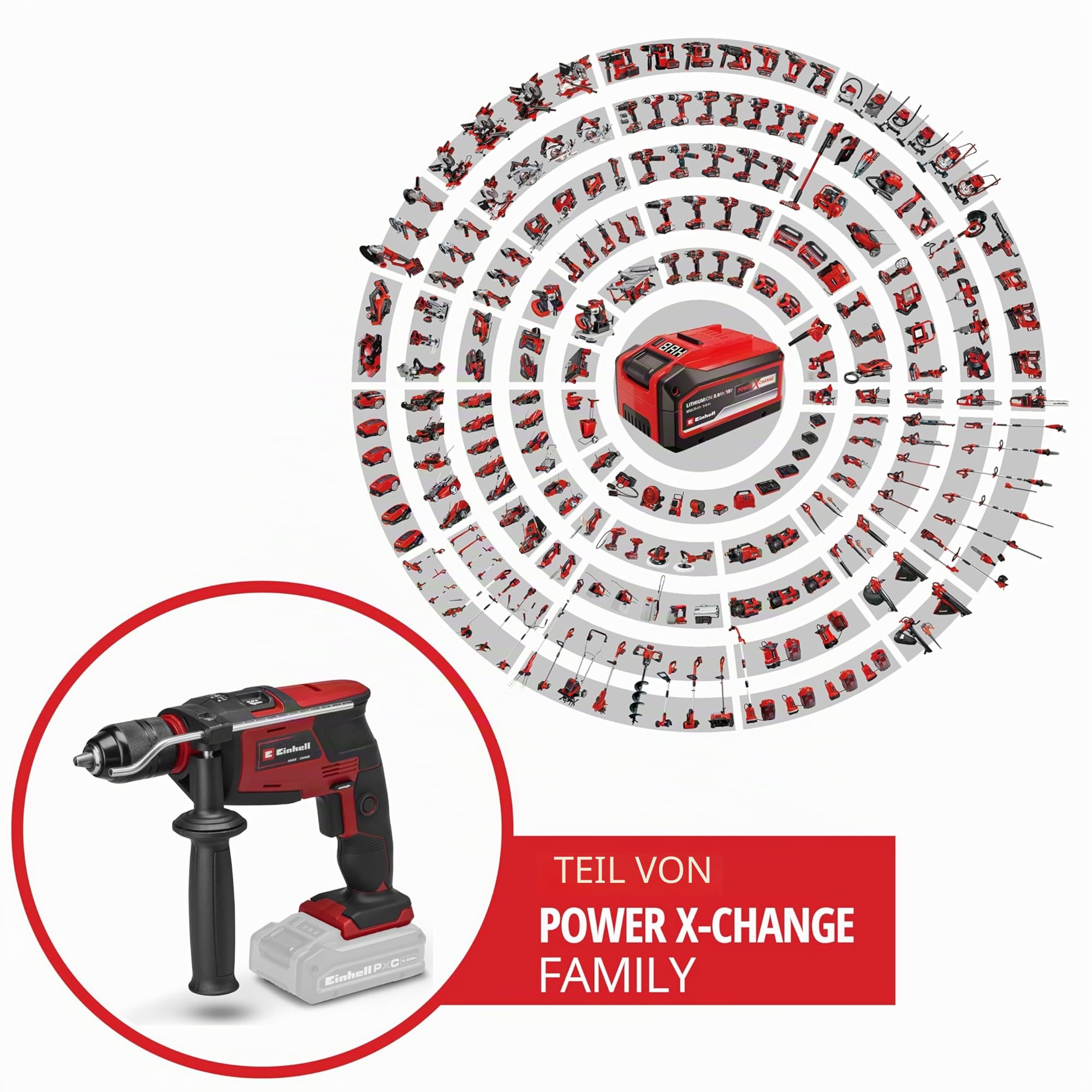 Einhell Akku-Schlagbohrmaschine TE-ID 18 Li-Solo Power X-Change (Li-Ion, 18 V, Bohr- und Schlagbohrfunktion, 13 mm max. Bohrleistung Beton, 13 mm Schnellspannbohrfutter, ohne Akku und Ladegerät)