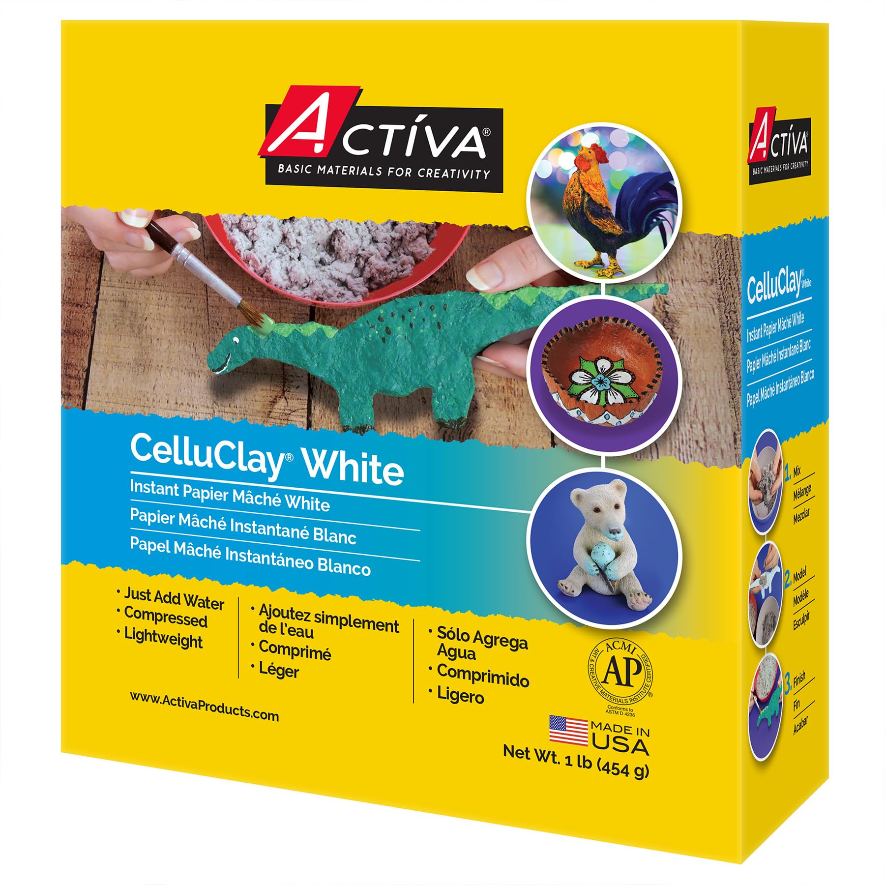 Activa CelluClay Instant Paper Mâché, White, 1lb