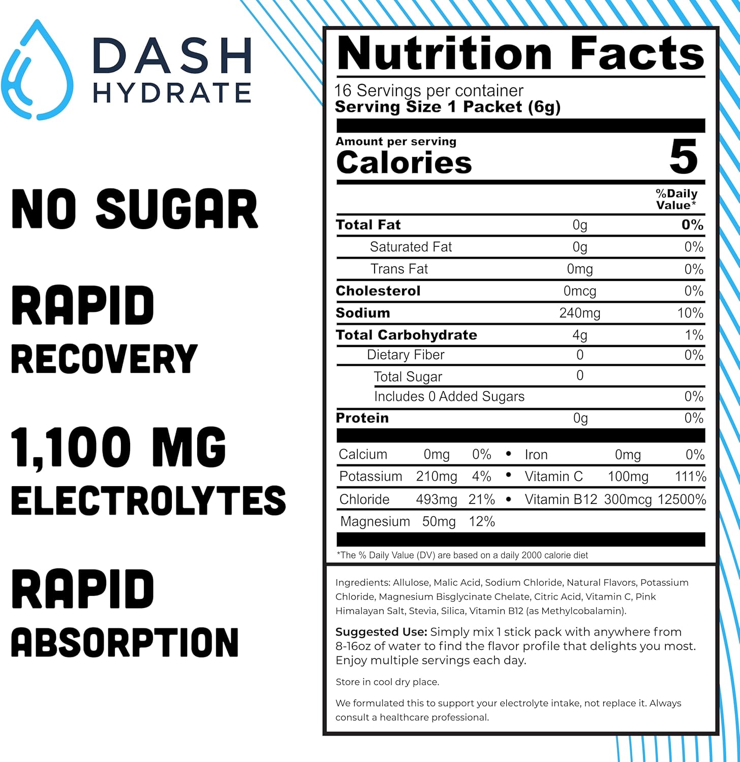 Rapid Hydration Electrolyte Drink Mix Packets | Rapid Absorption & Recovery with No Sugar | Variety Pack | 48 ct (16-Italian Ice, 16-Straw and 16-Blue Rasp)