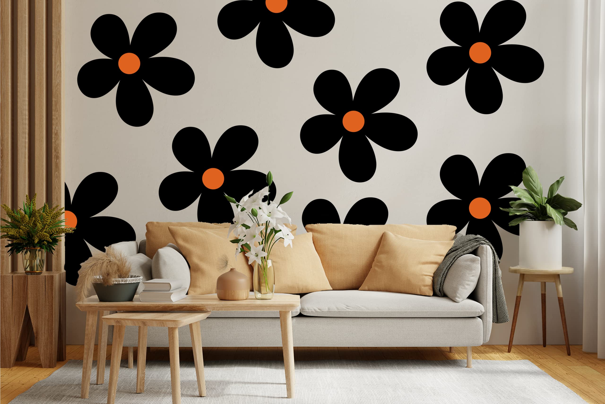 Generic Daisy Flowers Wall Decal, Vinyl, Mid-Century Modern, Multi-Color