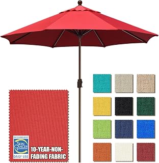 EliteShade USA 10-Year-Non-Fading 9Ft Market Umbrella Patio Umbrella Outdoor Table Umbrella with Ventilation,Logo Red