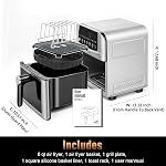 Stainless Steel Air Fryer Ceramic 12 in 1, Dual-Blazes in Steel Housing, 6QT 2-3 Servings Visible 8.27" Basket with Teflon-Free Premium Coating, 1700W, DAYBEST Dishwasher Safe Kits (Silver)