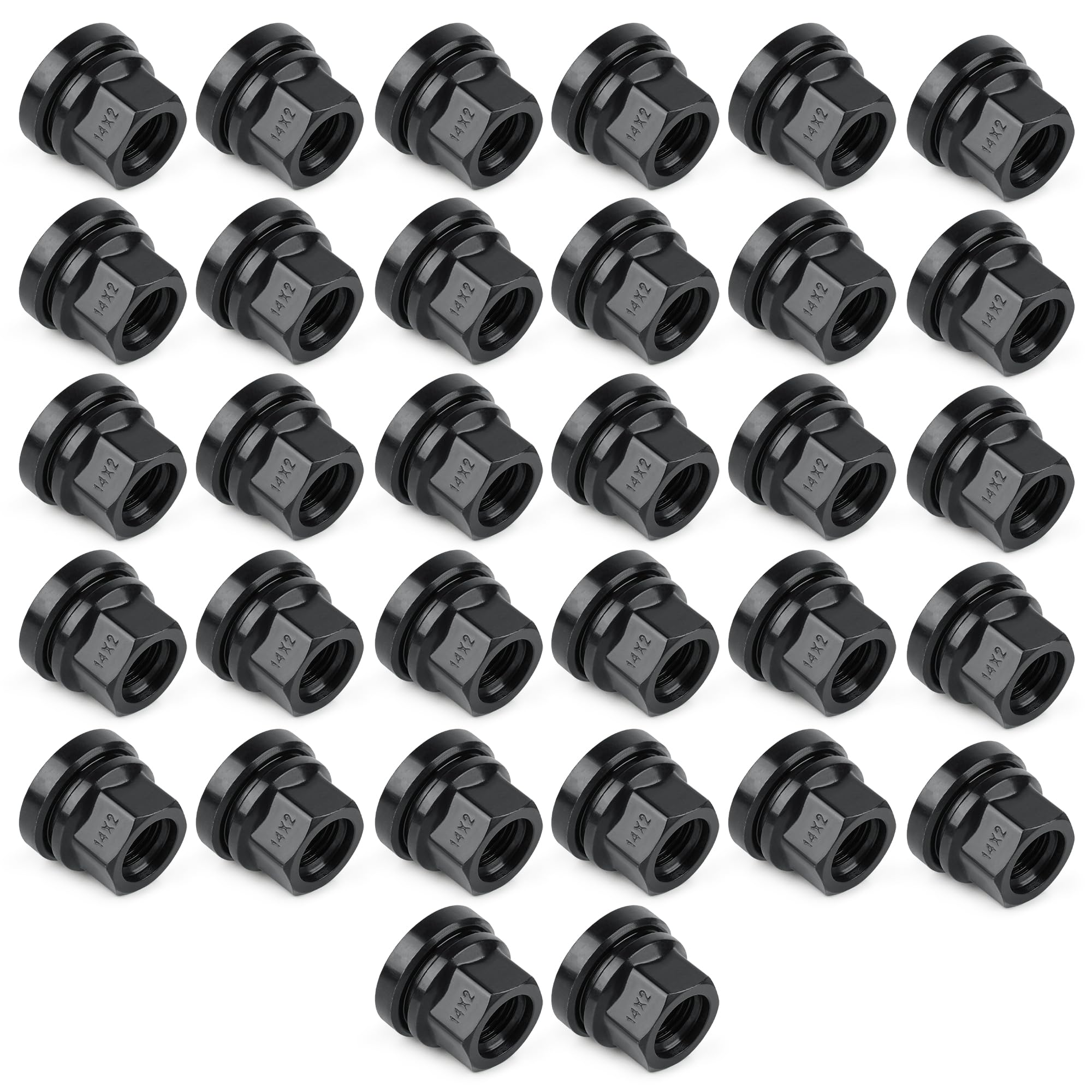 Set di 32 dadi di ricambio per ruote Ford F250 F350 1999-2002 M14x2.0 filettatura piatta rondella nera