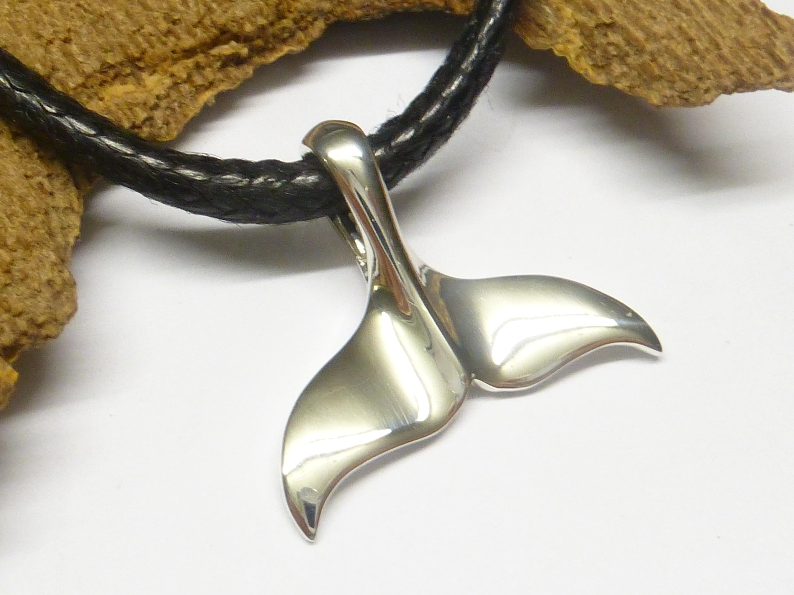Ciondolo in argento Sterling, motivo: pinna di balena, gioielli unisex, Argento sterling