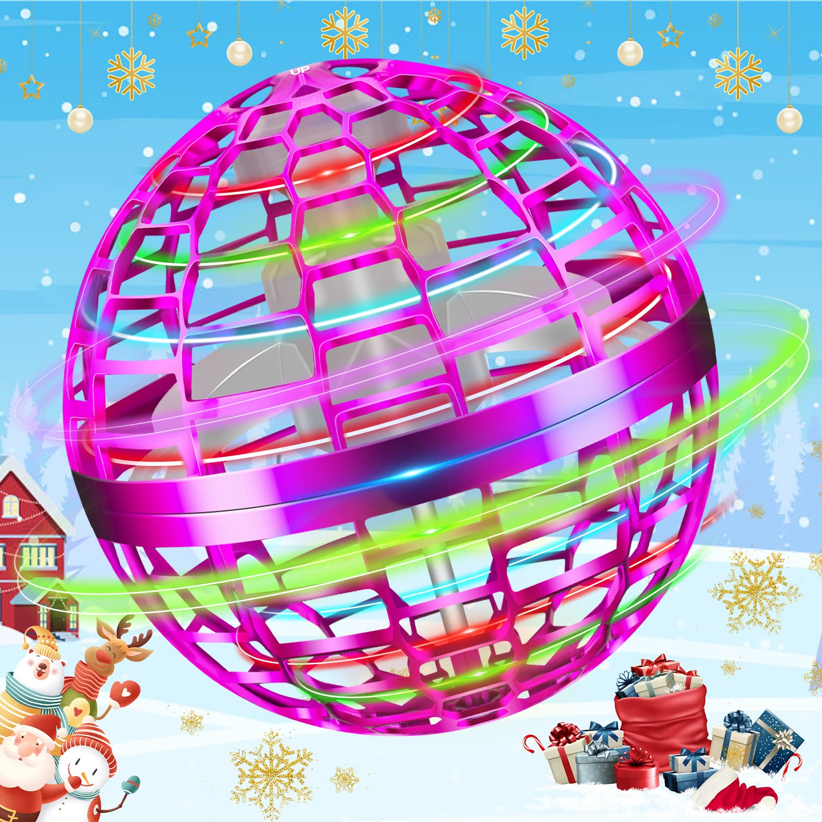 Flying Orb Ball,2022 Upgraded Toys, Hover/Boomerang Ball Magic Flying Spinner Globe Fly Soaring Space Orb Drone with LED Light for 6 7 8 9+ Age Kids Teen Adult Gift Indoor Outdoor