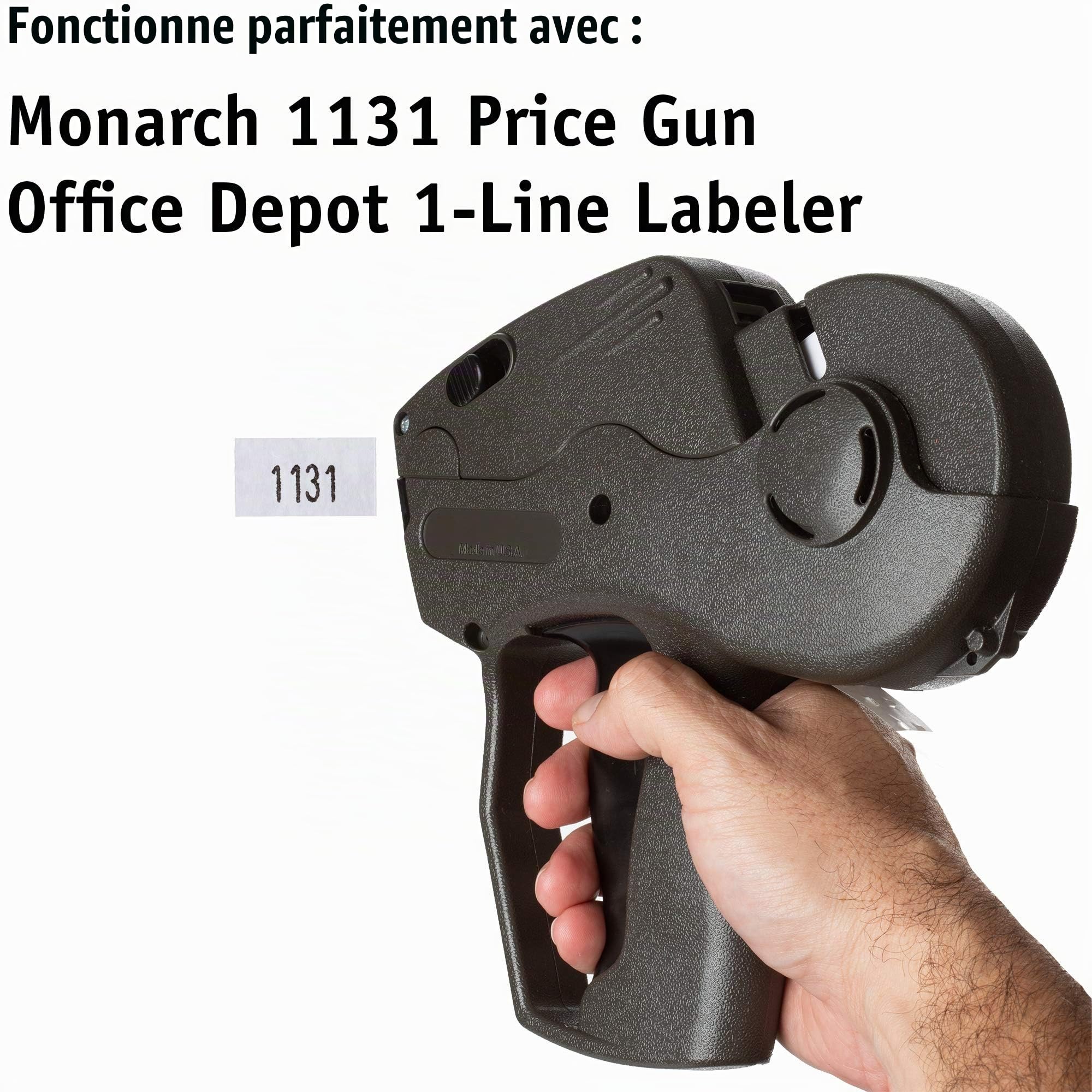 Étiquettes pour étiqueteuse Monarch 1136 – Blanc – 14 000 étiquettes – Lot de 8 rouleaux – Rouleau encreur inclus – Fabriqué par Labels for Us – Prime