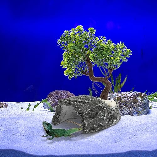 Miniatura 5 de Reptile Rock Hide Cave Bonsai Aquarium Hide Cave Decoraciones Escondite para lagartos, tortugas, reptiles, anfibios, peces