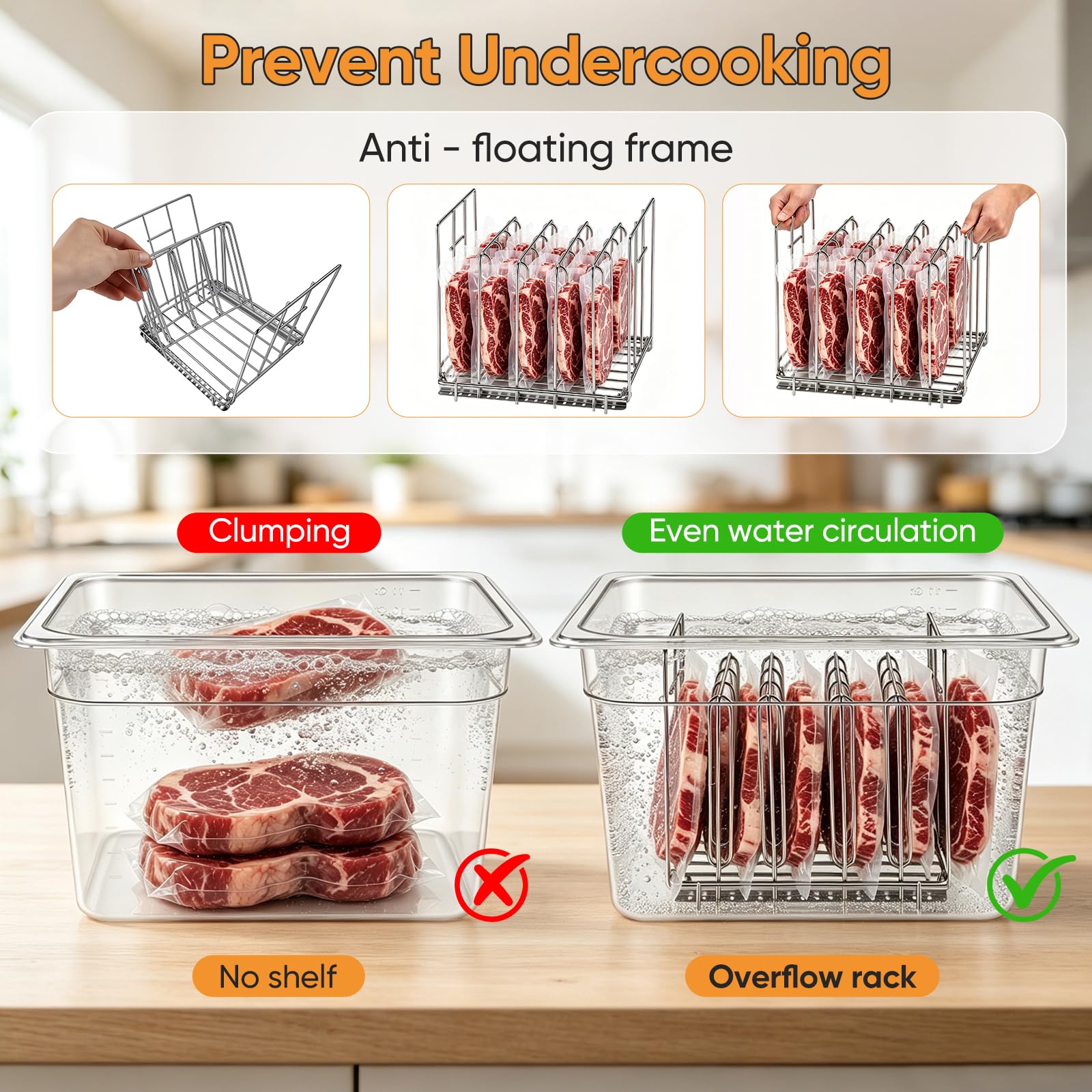 Sous Vide Behälter, 11L Sous Vide Container mit Deckel und Rack für Sous-Vide Stick Garer Mehrere Marken 32.5x26.5x20 cm Multifunktionaler Transparenter Behälter zum Kochen von Fisch Fleisch