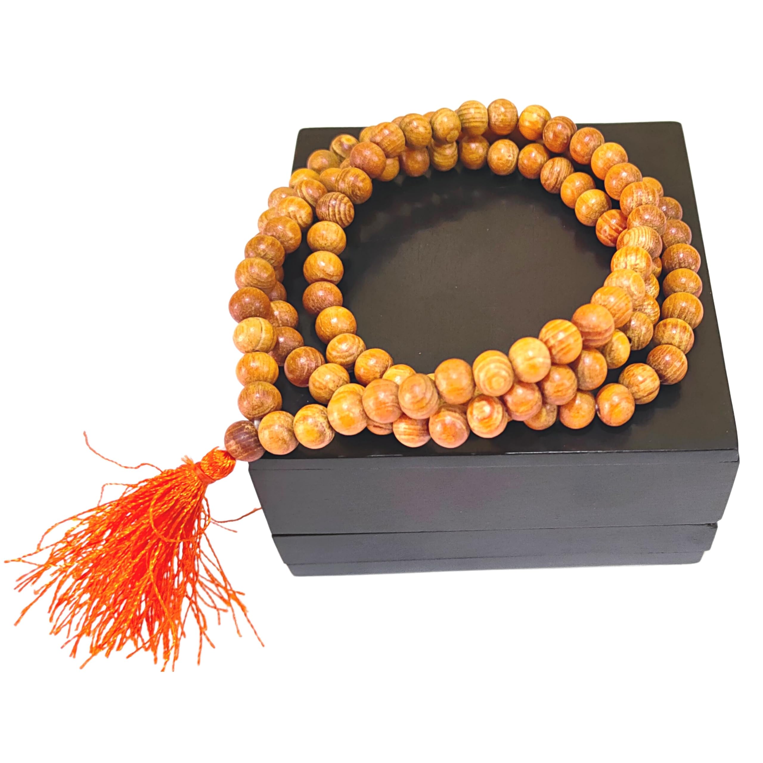 Anciently Devadaru Mala Original | 108 Beads, 8mm Bead Size, Round Shape, Cedar Wood Colour-image-20