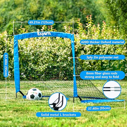 Miniatura 9 de Ksports Portería de fútbol portátil  Red de fútbol para entrenamiento de patio trasero  Incluye pelota de fútbol, bomba, 8 conos de entrenamiento y