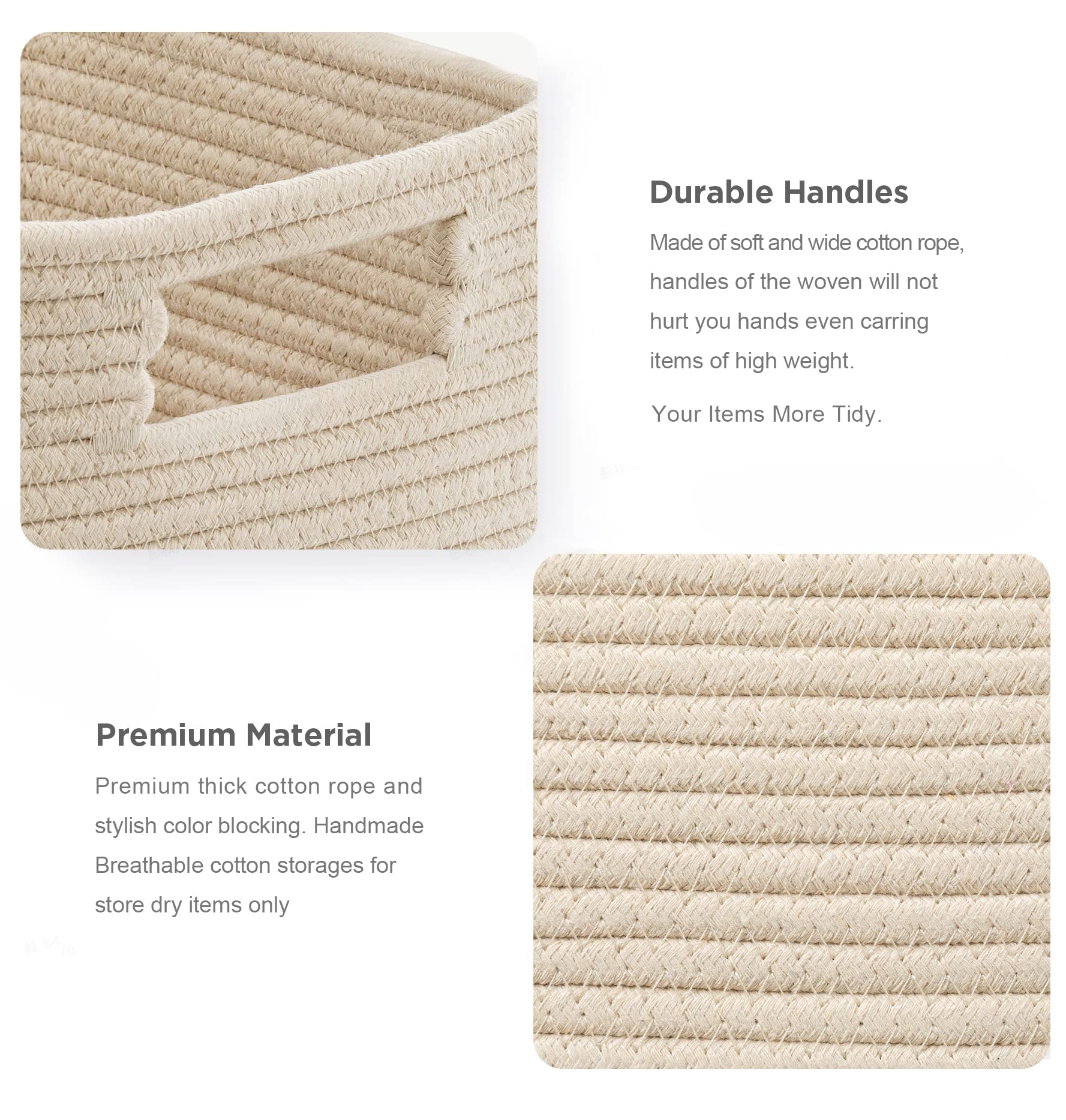 UBBCARE Set Of 4 Storage Basket-11 X 10.5 X 10.5 In, Cotton Rope Basket For Shelves Toys Book Cube Storage Bins With Handles Woven Storage Baskets For Organizing Brown P 197452344