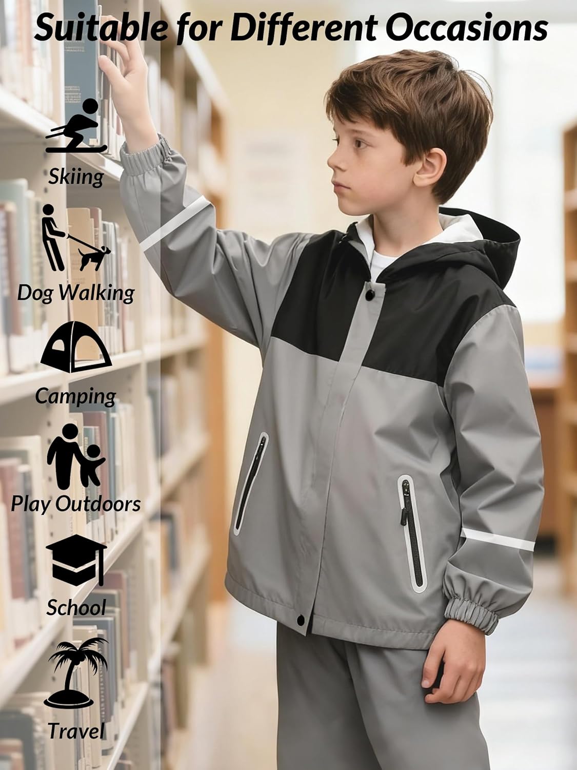 SWISSWELL Kids Rain Suit Boys Girls Youth Waterproof Rain Gear Breathable Reflective Raincoat and Pants - Image 7