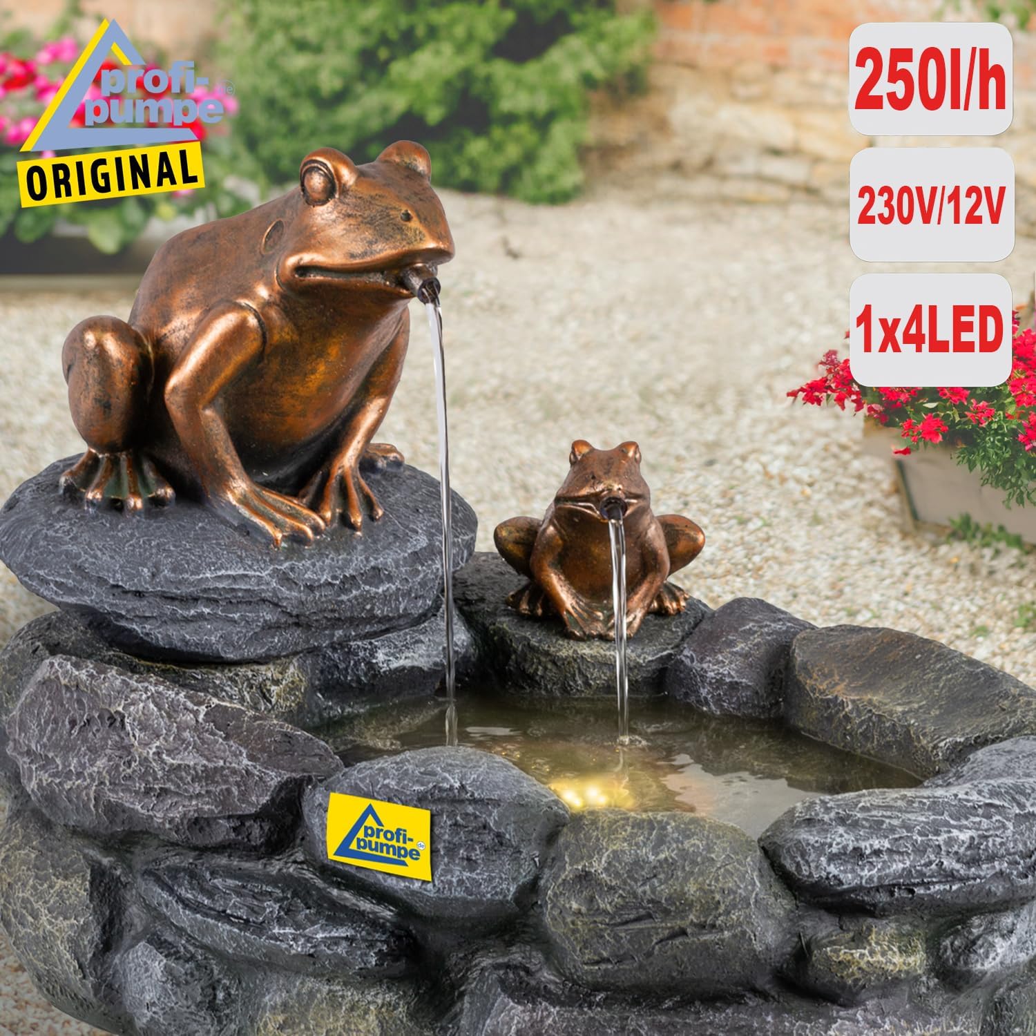 Fontanna ogrodowa, ozdobna fontanna pokojowa, wodospad, do ogrodu, oczka wodnego (230 V – fontanna ogrodowa, król stawu z oświetleniem LED)