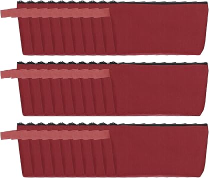 uxcell Canvas Makeup Bags, 30 Pcs Travel Cosmetic Bags Bulk, Multipurpose Plain Toiletry Zipper Pouches Blank DIY Craft Bags Pencil Bag for Women Teens, Dark Red