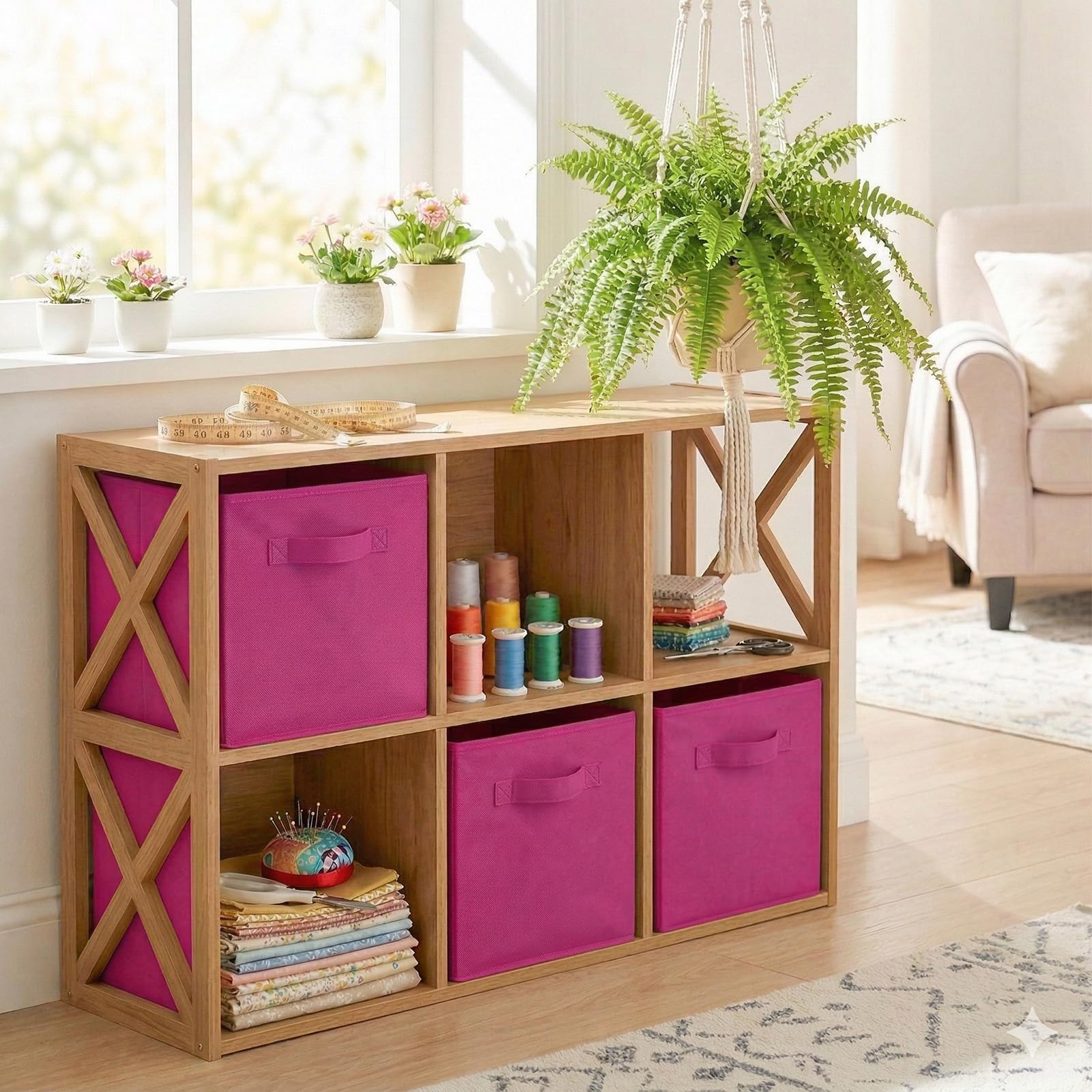powerking Bacs de rangement, cubes de rangement pliables en tissu et tiroir de rangement en tissu pour placard et jouets Fuchsia