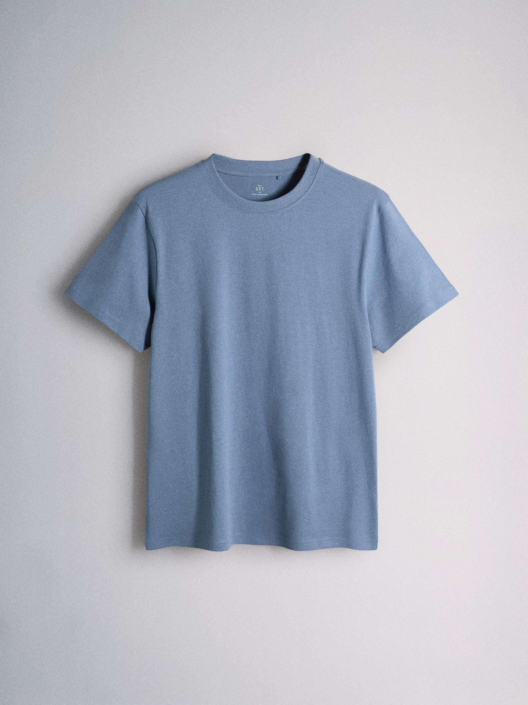 THE SET Hombres Pack de 7 Camisetas de algodón con Cuello Redondo y Corte estándar