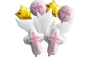 Religious Foil Balloons Party Decoration - 7Pcs Cross White Dove Star Aluminum...