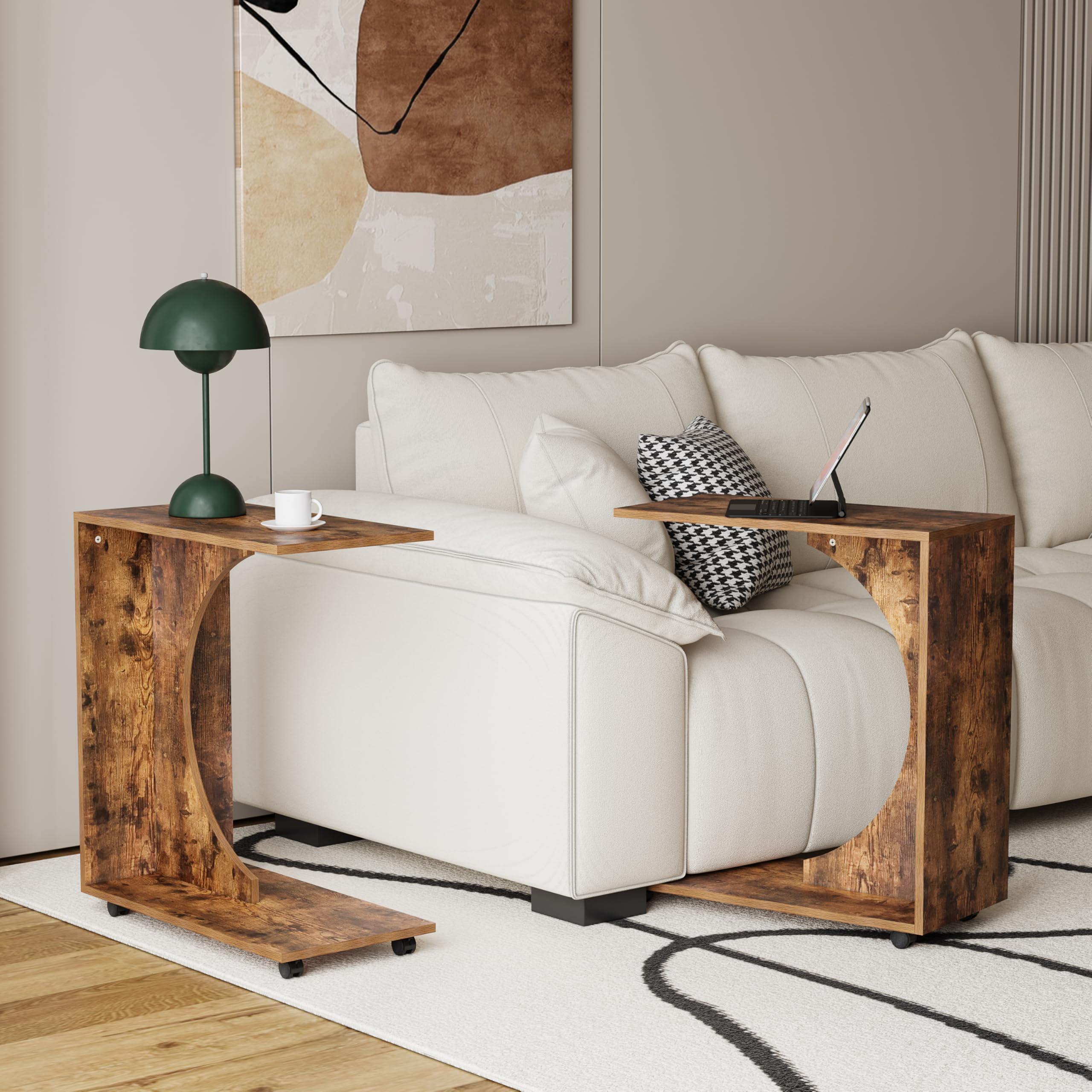 Amazon.com: NinPeen Wood Farmhouse C Shape End Table for Couch