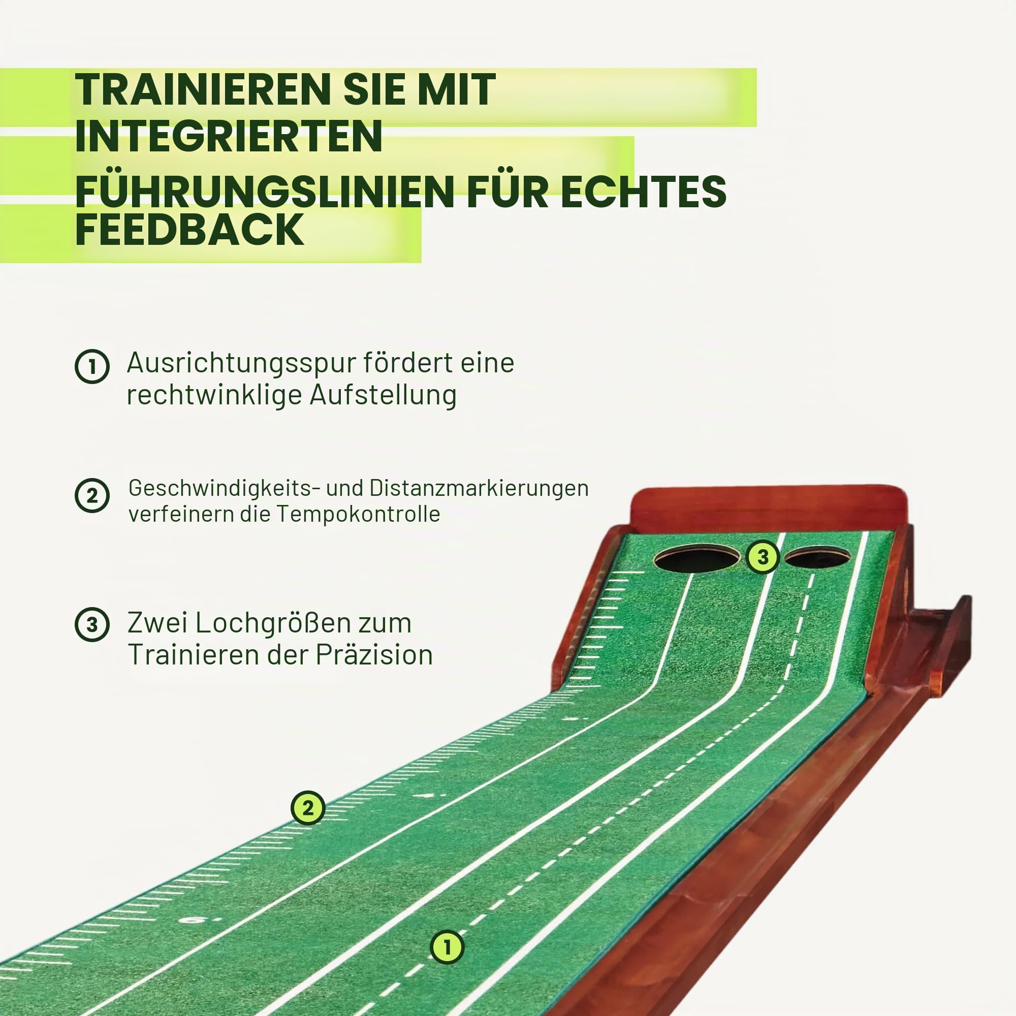 Perfect Practice Golf Putting Matte – Tragbares Putting Grün Indoor Outdoor Training mit Ballrücklauf Golf Trainingshilfe