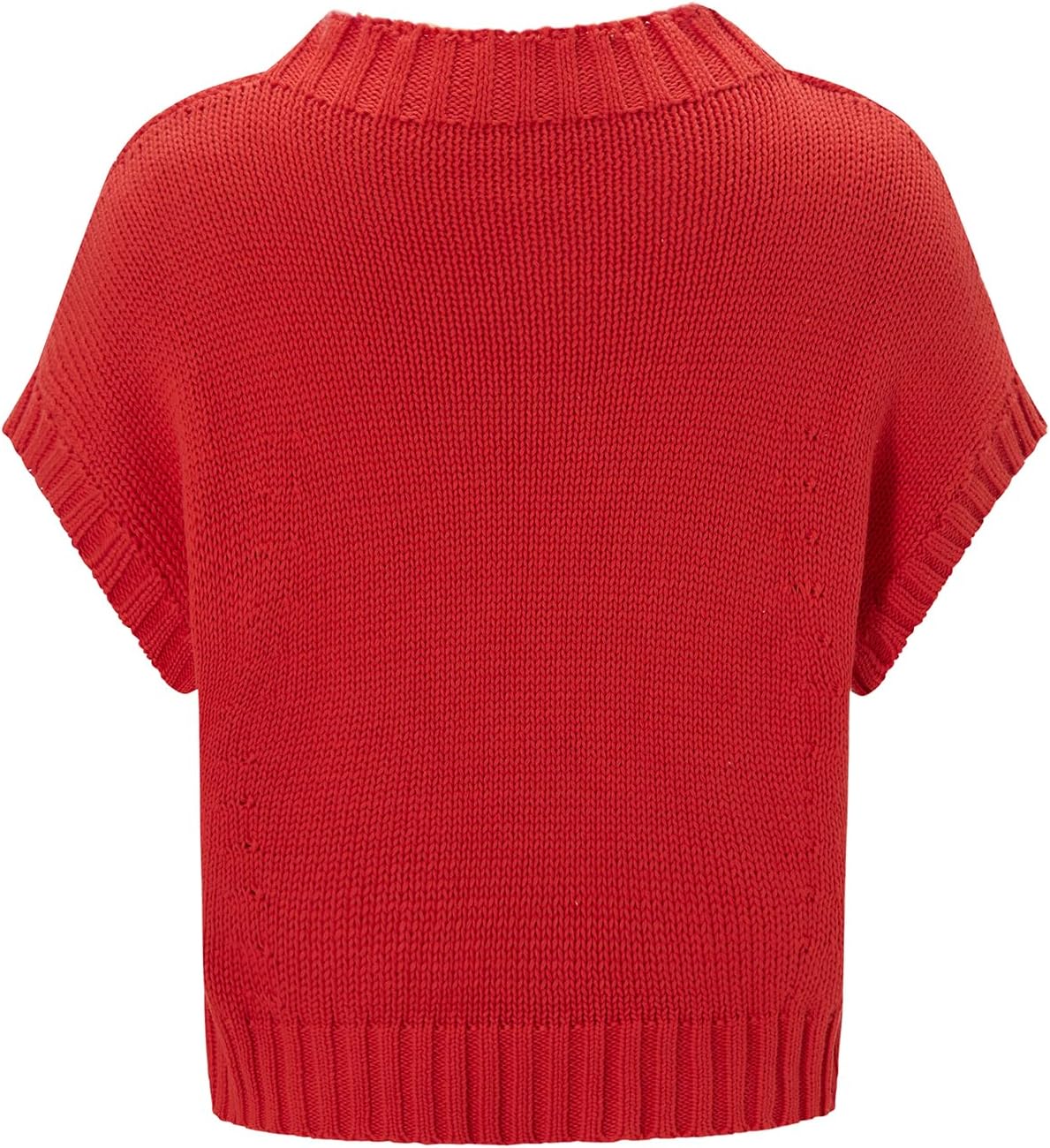 Red Heart Sweater Vests for Women Cute Mock Neck Short Cap Sleeve Cropped Sweaters Valentines Day Tank Tops - Image 8