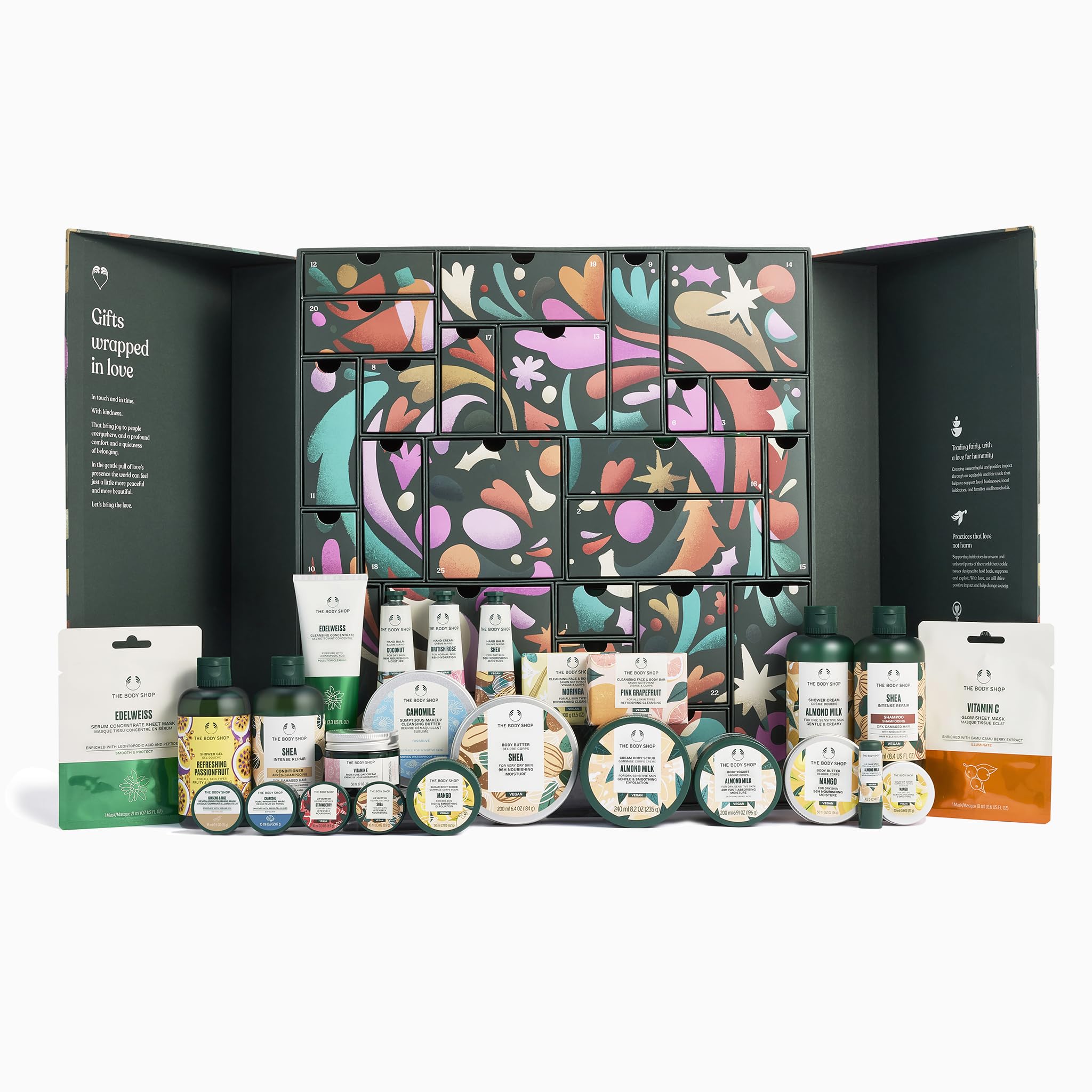 The Body Shop Ultimate Beauty Adventskalender 2025 (1x Geschenkset), 25 Tage Luxus Hautpflege & Make-up Adventskalender für Frauen, Full-Size & Travel Size Favoriten, Body Butters, Cremes, Masken