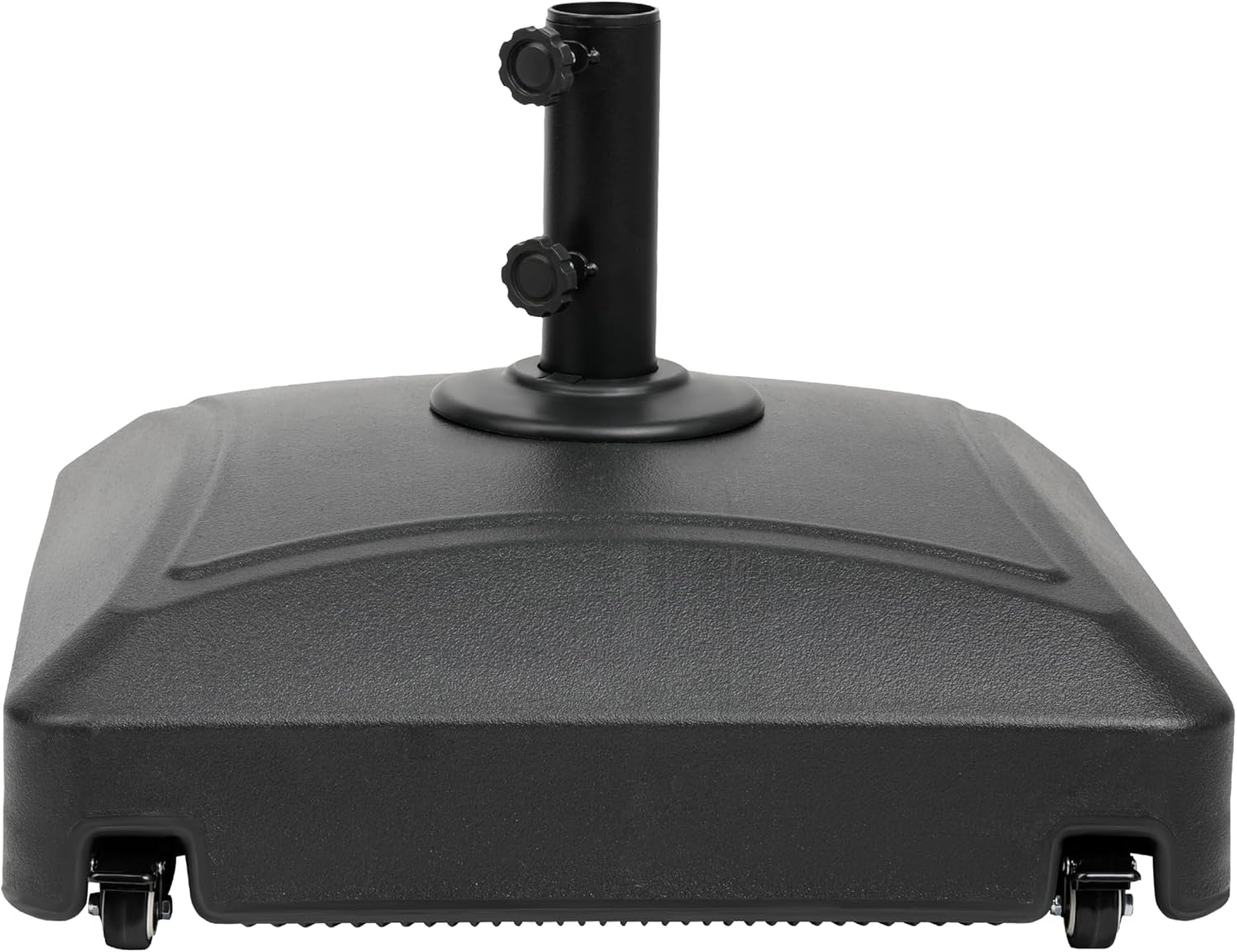 YSSOA Patio Umbrella Base 125lb Fillable Mobile Heavy Duty Square Market Stand for Patio, Desk, Poolside, Outdoor with 4 Wheel, Black