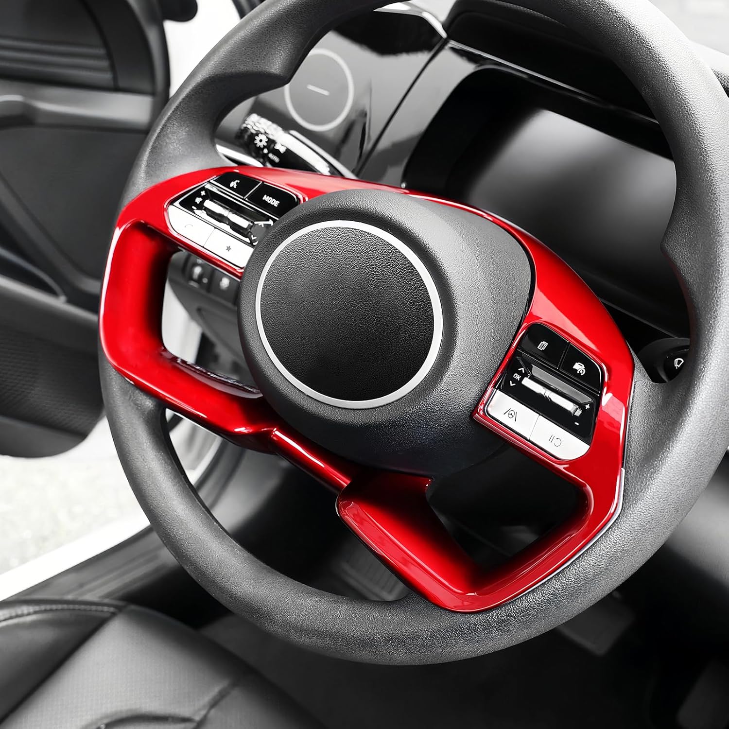 YOUTOOCAR Steering Wheel Cover Trim Compatible with Hyundai Tucson 2022–2025, Hyundai Elantra 2021–2025, Hyundai Santa Cruz 2022–2025 Accessories (Red)
