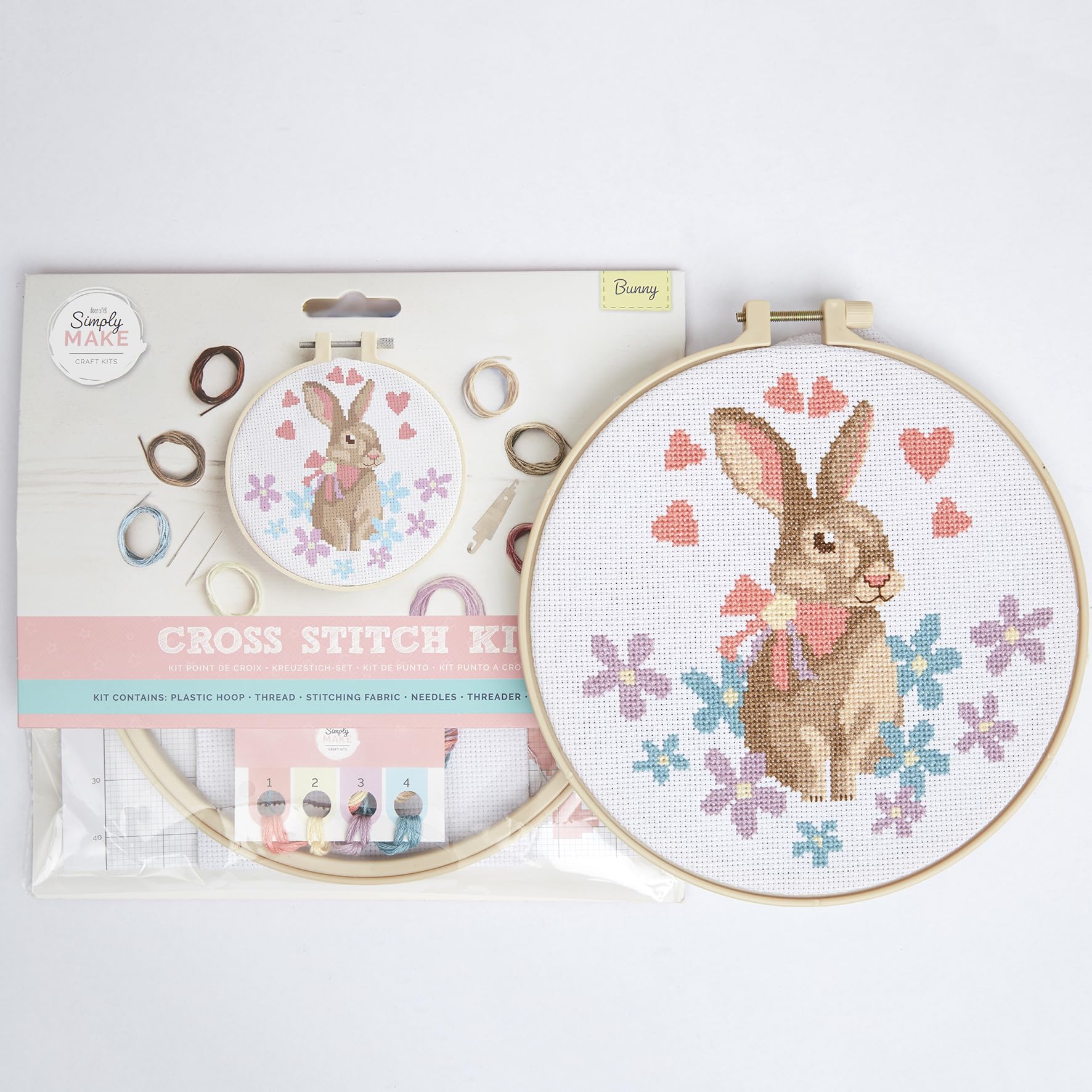Kit Punto Croce Awesocrafts – Coniglio E Scarpine – 14 Ct – Tessuto Stampato – Per Principianti - 3