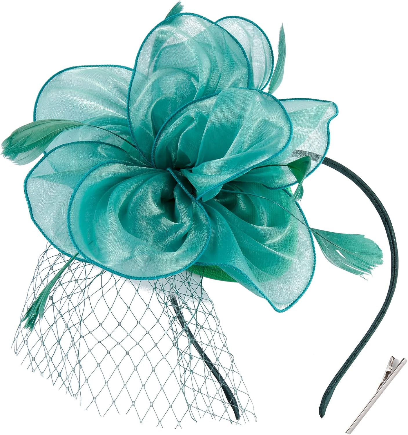 BABEYOND Women's Fascinator Hats Tea Party Derby Fascinator Hat with Veil Kentucky Headpiece for Cocktail Wedding